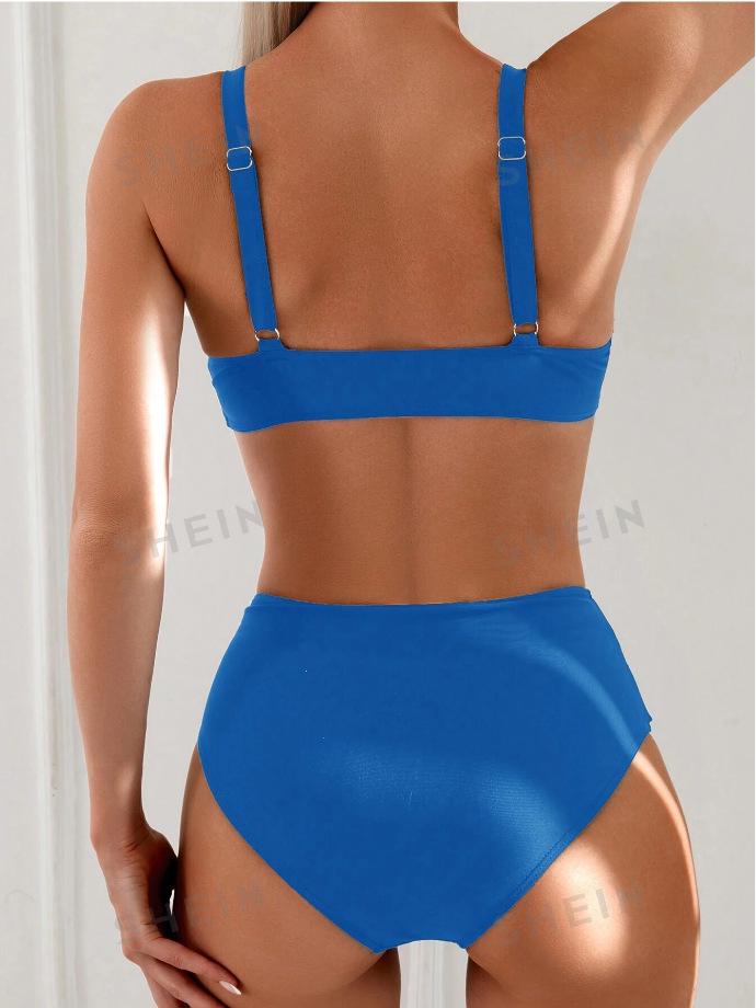 2024 U-Shaped High-Waisted Women's Two-Piece Bikini for Beach Vacation