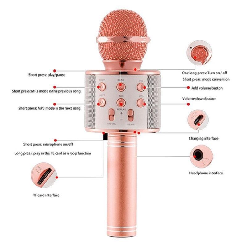 Bezdrátový Bluetooth mikrofon Handheld Karaoke Mic Audio Přenosný reproduktor Nahrávání hudby Mikrofony Domácí párty Venkovní párty