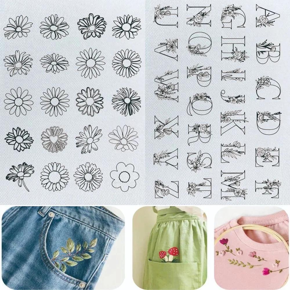 2Sheets Flowers and Leaf Designs Stitching Embroidery Paper DIY Handmade Embroidery Hand Sewing Stabilizers Sewing Supplies