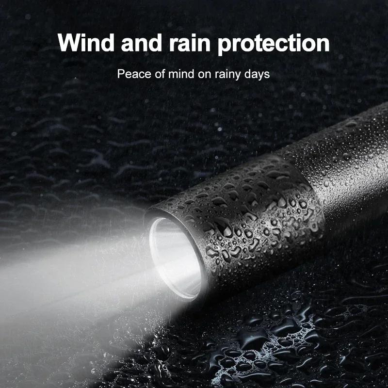 Mini Keychain Flashlight USB Charging Waterproof Pocket Torch Lamp 3 Modes Outdoors Strong Light Camping Fixed-Focus Flashlight