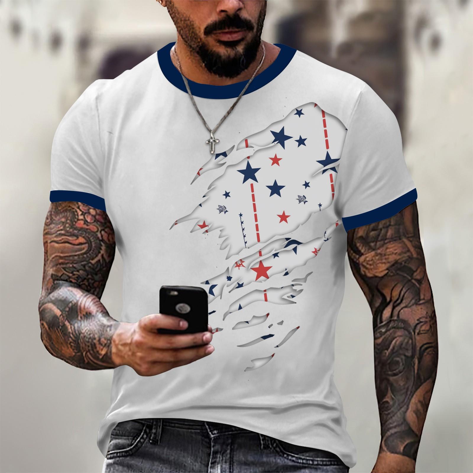 

Чоловіча модна футболка, вуличний повсякденний одяг з коротким рукавом L білий