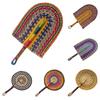 Vintage Seagrass Woven Fan Colorful Striped Patterns Cattail Fan Creative Hand Braided Fan  Beach