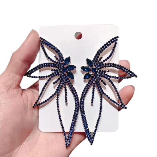 1 Pair Shining Rhinestones Piercing Stud Earrings Exaggerated Flower Shape Lady Earrings Jewelry Accessories