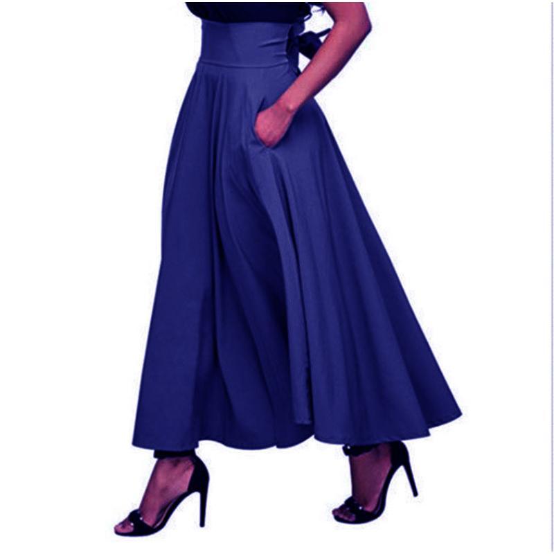 Jarní novinka 2025 Jednobarevná dámská jednobarevná sukně ke kotníkům se zavazováním v pase – rozšířená polosukně áčkového střihu Jednobarevná sukně ke kotníkům v pase dlouhá sukně