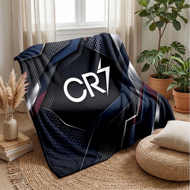 Cristiano Ronaldo Printed Flannel Blanket Skin Friendly Warm Decorative Throw for Indoor Couch Bed Daily Use