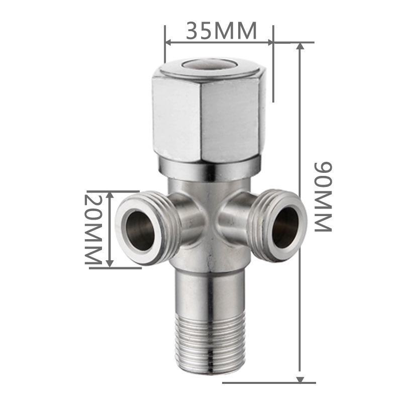 304 Stainless Steel Triangle Valve, One Inlet Two Outlet Water Heater Switch, Three-Way Toilet Stop Valve