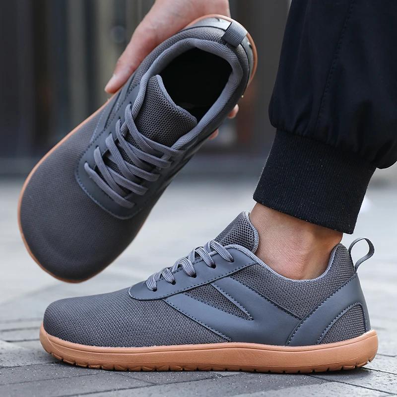 Fashion Men's Wide Toe Box Walking Shoes with Zero Drop Anti Slip Rubber Outsole Wide Version Minimalism Barefoot Shoes Flat Shoes 2025