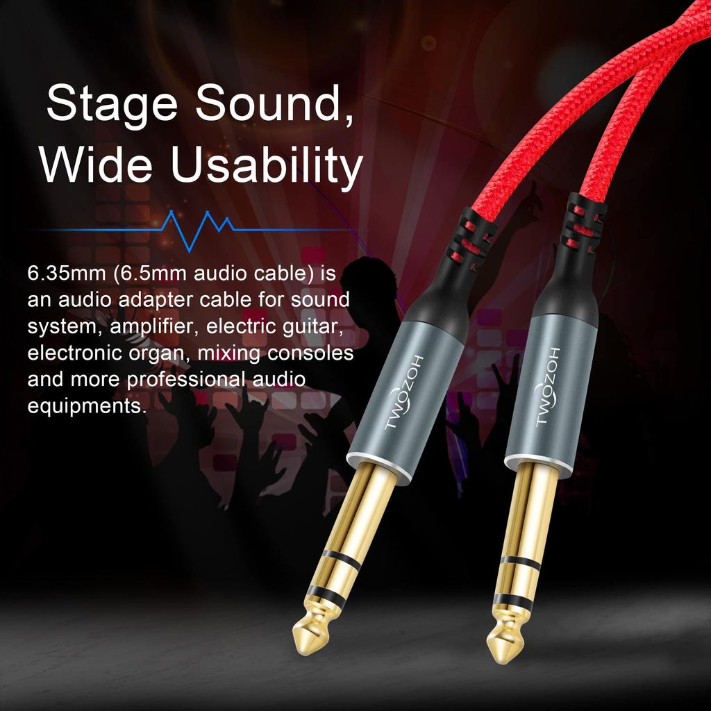 Twozoh 6.35mm Audio Cable, 1.5M, TRS Balanced Stereo Audio Guitar Cable, Male To Male (1M-5M), Invoice Available