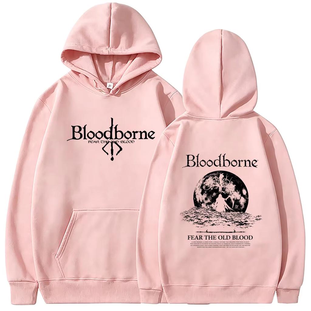 2026 Soft Cotton Sweatshirt Game Bloodborne Fear The Old Blood Graphic Hoodie Men Women Casual Horror Style Hooded Sweatshirt