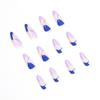 24 Pieces Fake Nail Patch French Nail Art Blue Purple Color Matching Nail Patch Press On Nail Patch