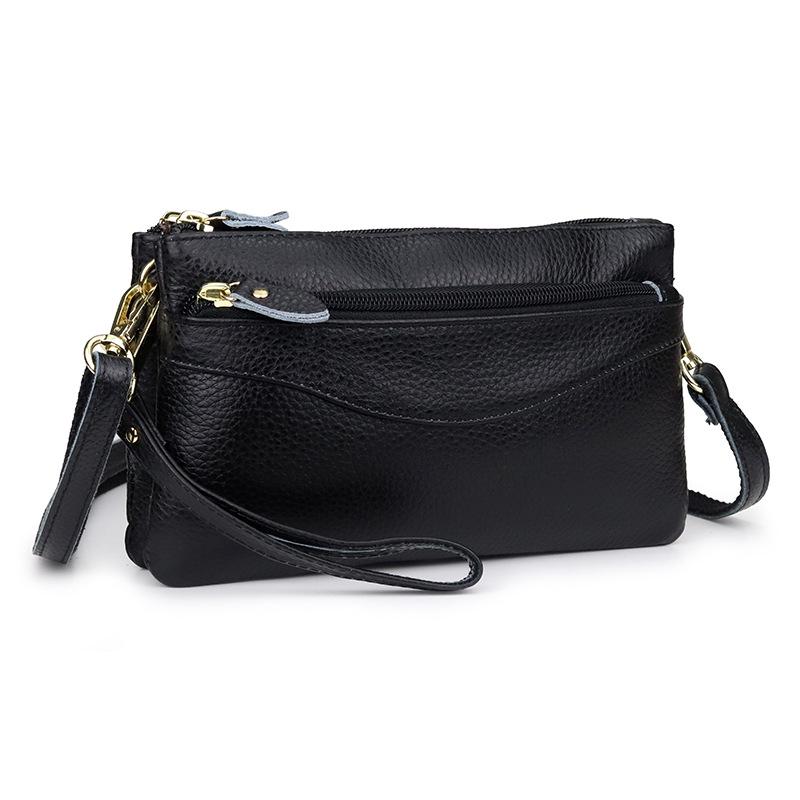 Women's Genuine Leather Multi-Compartment Crossbody Clutch Bag