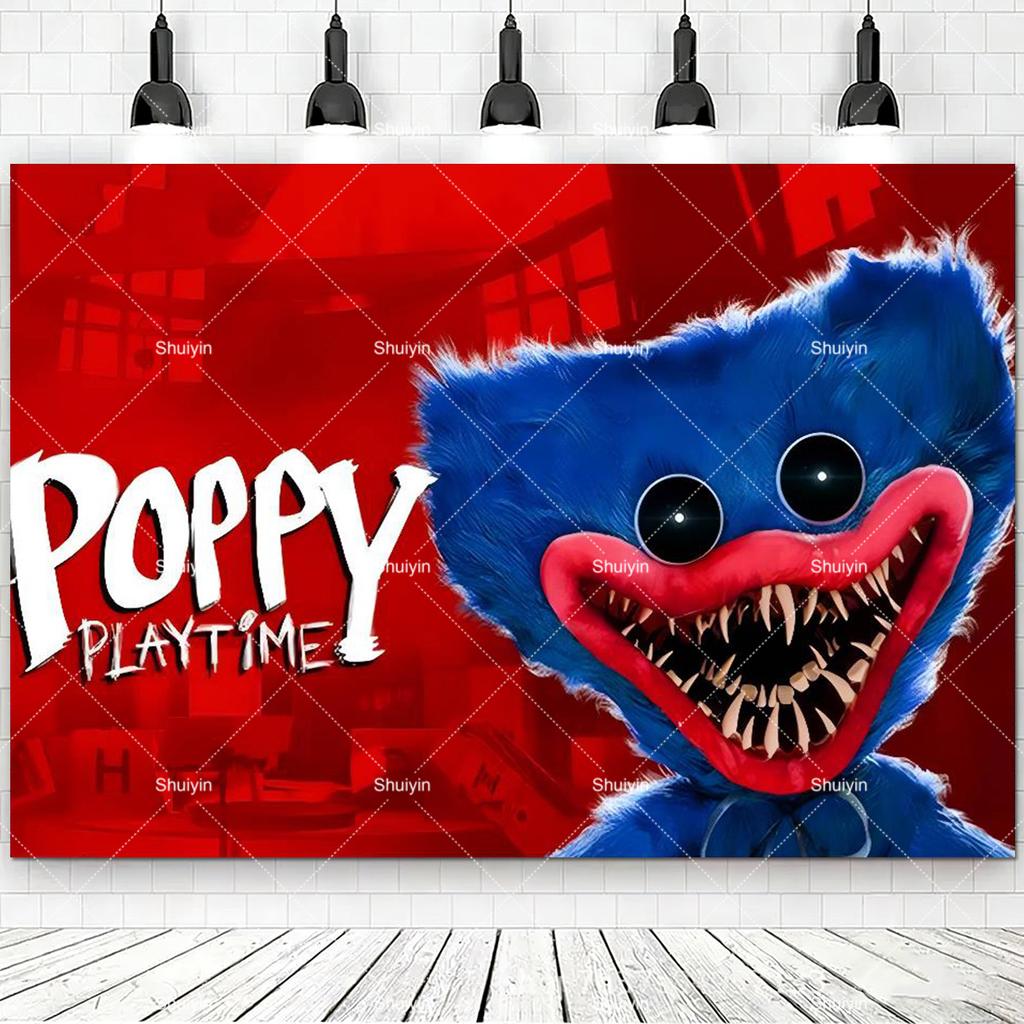 Hot Game-P&Poppy-Playtimes Backdrop Kids Birthday Decorations Party Supplies Baby Shower Banner Horror Festival Decor Props Gift