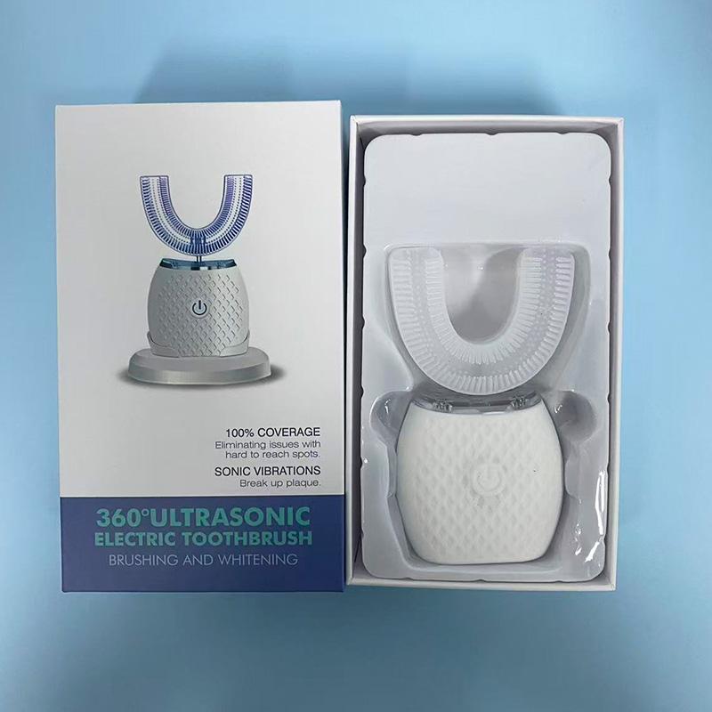 

Professional Electric Toothbrush Adult Automatic Rechargeable Hands Free 360 Cleaning U Shape Toothbrush белый