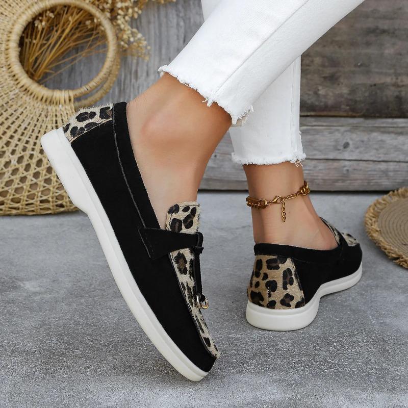 Fashion Trend Splicing Flat Shoes 2024 New Leopard Print Color Splicing Casual Versatile Breathable Sleeve Flat Shoes Zapatos De Mujer