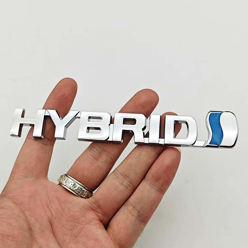 3D Metal Chrome HYBRID Logo Side Fender Rear Trunk Emblem Badge Car Sticker Decals For Toyota Prius Camry Crown Auris Rav4s TRD