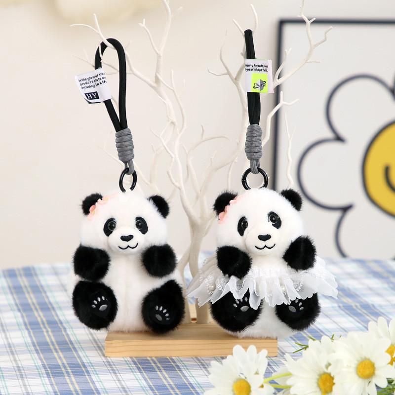 Delightful Cartoon Panda Plush Toy Keychain With Fluffy Skirt And Premium Materials