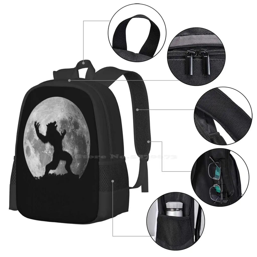 Werewolf : Rage At The Moon Teen College Student Backpack Pattern Design Bags Werewolf Werewolves Shapeshifter Lycanthrope