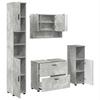 Bathroom Furniture Set 4 Pcs Concrete Grey Plywood and Metal