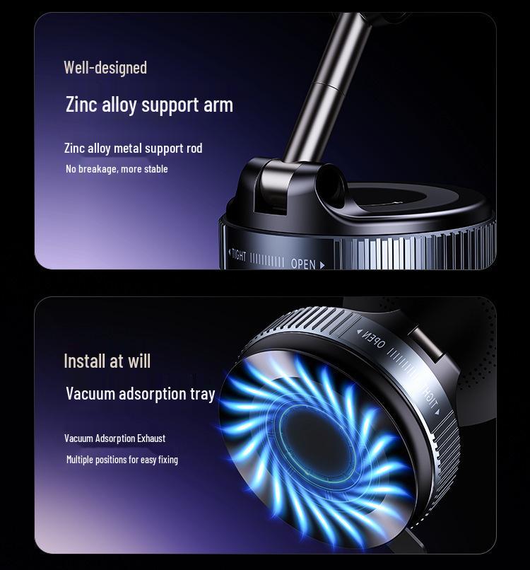 Multifunctional Car Phone Holder with Wireless Charging & 360° Rotation, MagSafe-Compatible with Magnetic Suction Cup