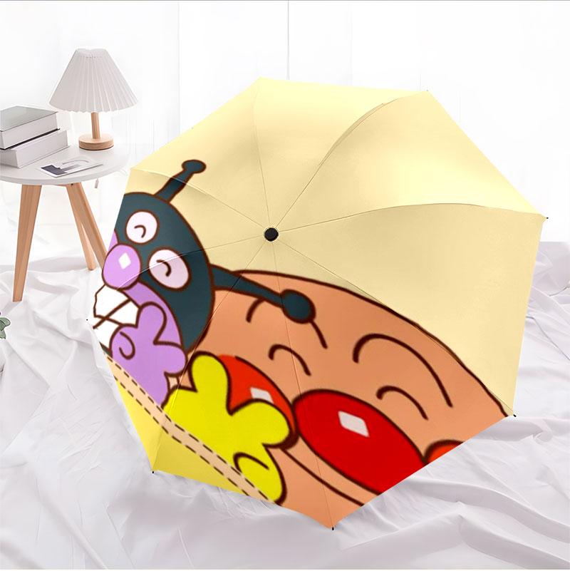 Kawaii Anpanman Cartoon Umbrella Portable Lightweight Travel Umbrella Anti-UV Sunshade Umbrella for Boys Girls