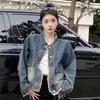Autumn Retro Raw Edge Denim Jacket - Slimming, Loose Fit with Pockets