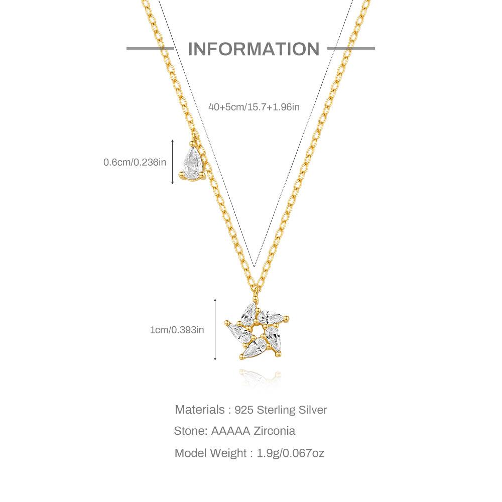 Fashion Trend Sterling Silver Wind S925 Sterling Silver Water Drop Zircon Combination Forms A Whirlpool Wave Shape Necklace