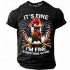 Funny Rooster Pattern Men's T-Shirts Fashion Letter Print Tees Casual O-neck Loose Short Sleeve Tops Street Hip Hop y2k Clothes