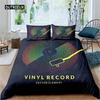 Set Biancheria da Letto Musicale Vintage Blues Copripiumino Dischi Chitarra Vecchia Scuola Copripiumino con 2 Federe Misura Queen Decorazione Stanza