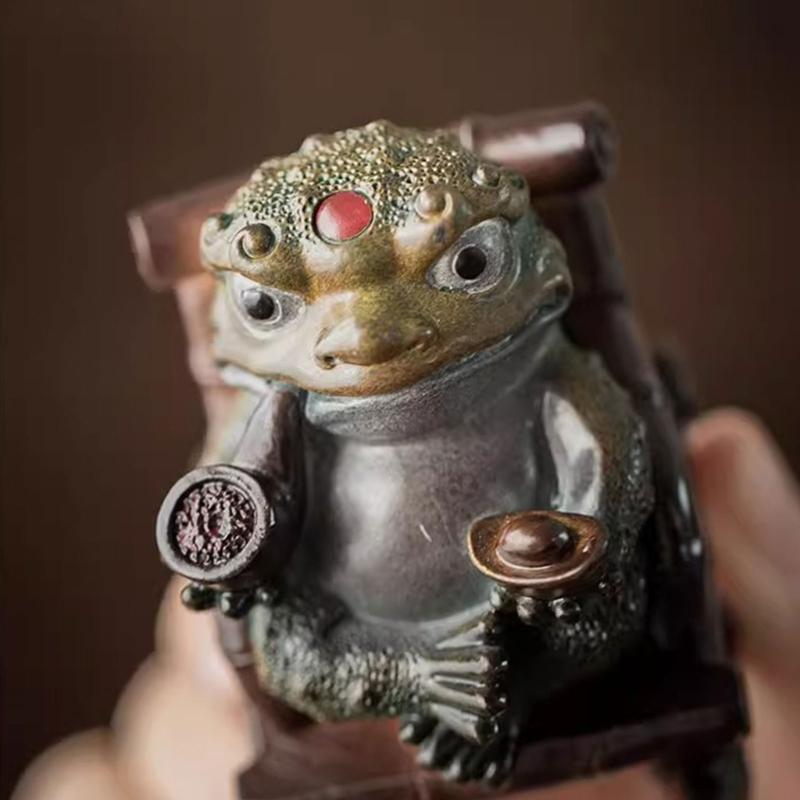 Resins Rocking Chair Frogs Teas Pet With Exquisites Craftsmanship Temperature Sensitive Color Changing For Home Decors