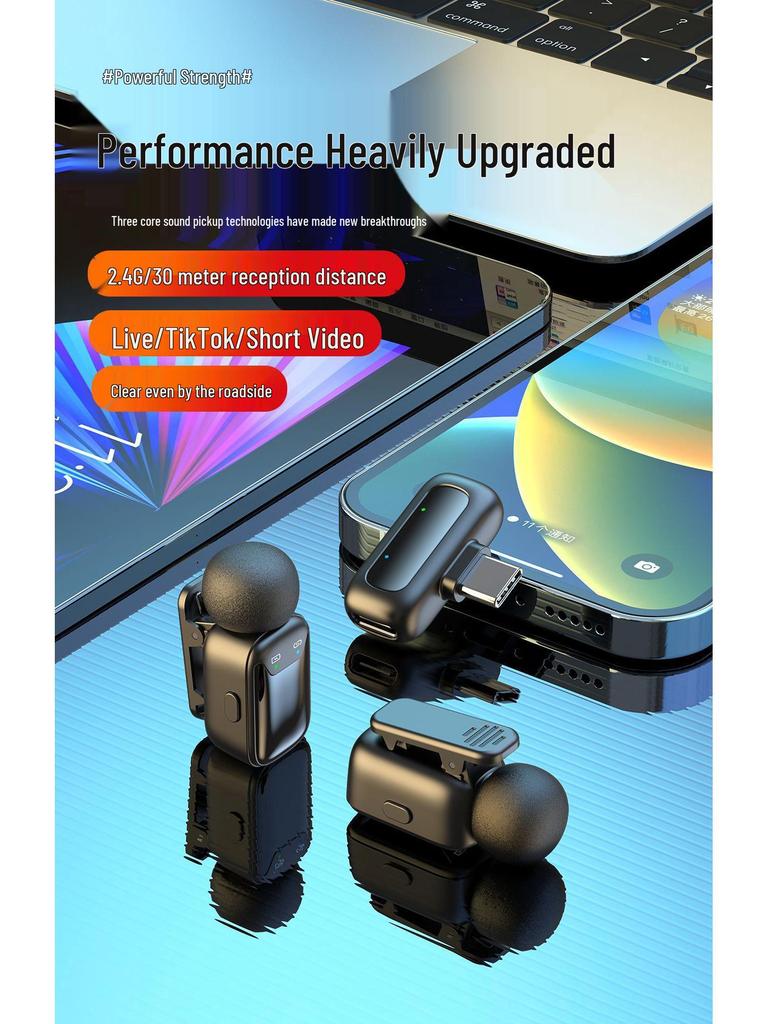 2025 Mini Wireless Clip-On Microphone with Digital Display and Charging Compartment for Invisible Live Broadcast and Recording