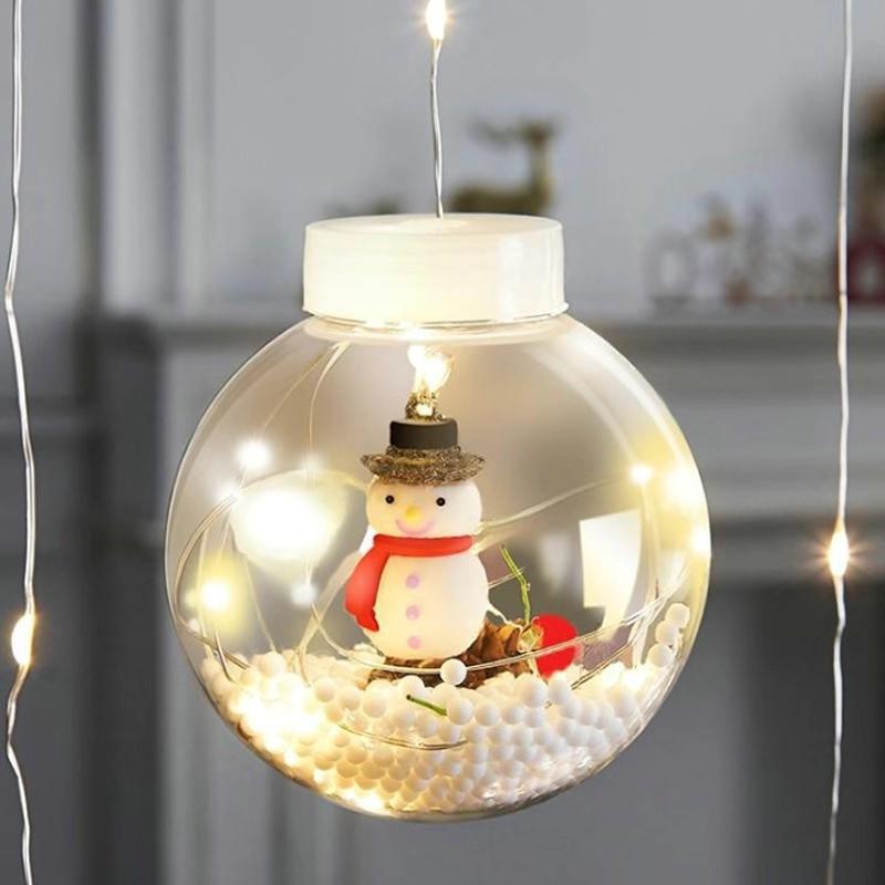 LED Christmas Snowman Curtain Lights - Festive Wishing Ball Pendant for Shopping Mall Displays and Window Decor.