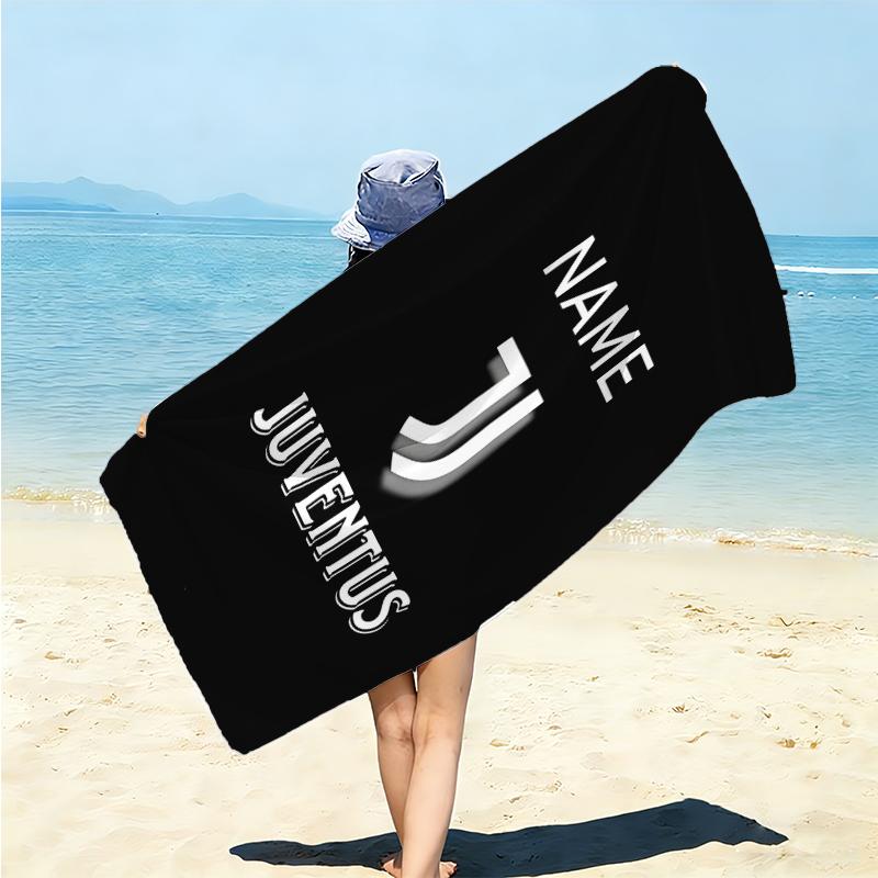 Personalized "Juventus FC Logo Art" Beach Towel Microfiber Beach Towel Thin Absorbent for Beach Swimming Yoga Bath Sports. 0910121