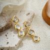 Three Layer Chain Chunky Waterdrop Dangle Earrings for Women Sparkling Thick Teardrop Gold Plated Stud Classic Trend Jewelry
