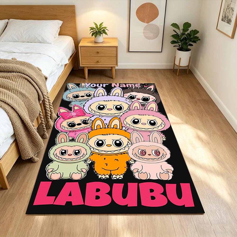 Labubu Customizable Name Area Rug Design for Balcony Playrooms Living Rooms Study room Anti-slip Rug Decorate Offices Perfect Gift for Friends & Famil