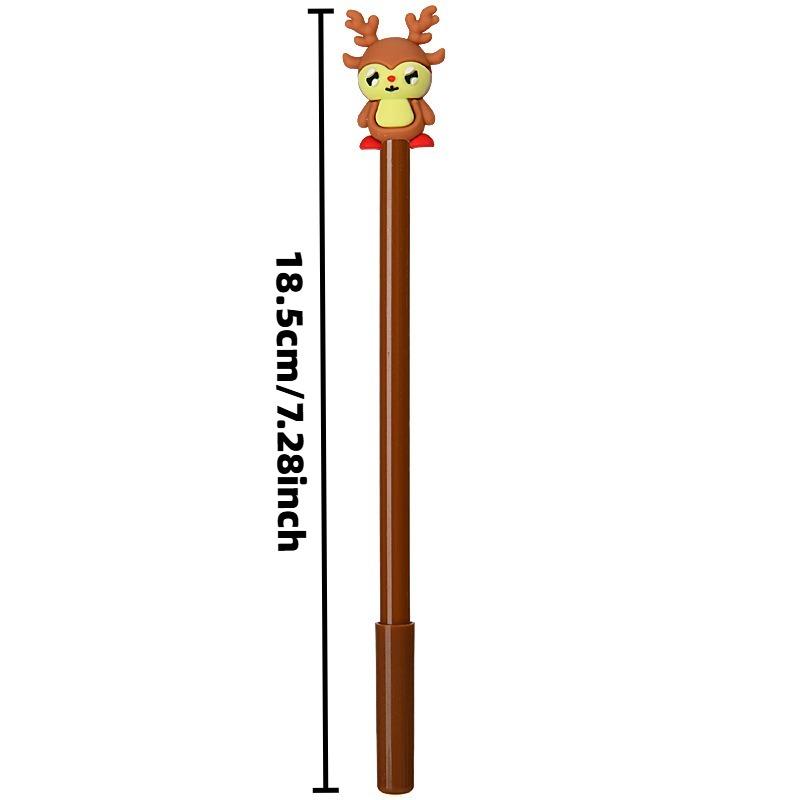 21Pcs Back To School Season Cute Cartoon Christmas Reindeer Topper Writing Pen, Student Stationery, Brown Slim Pen Body, Festive Decorative Ballpoint