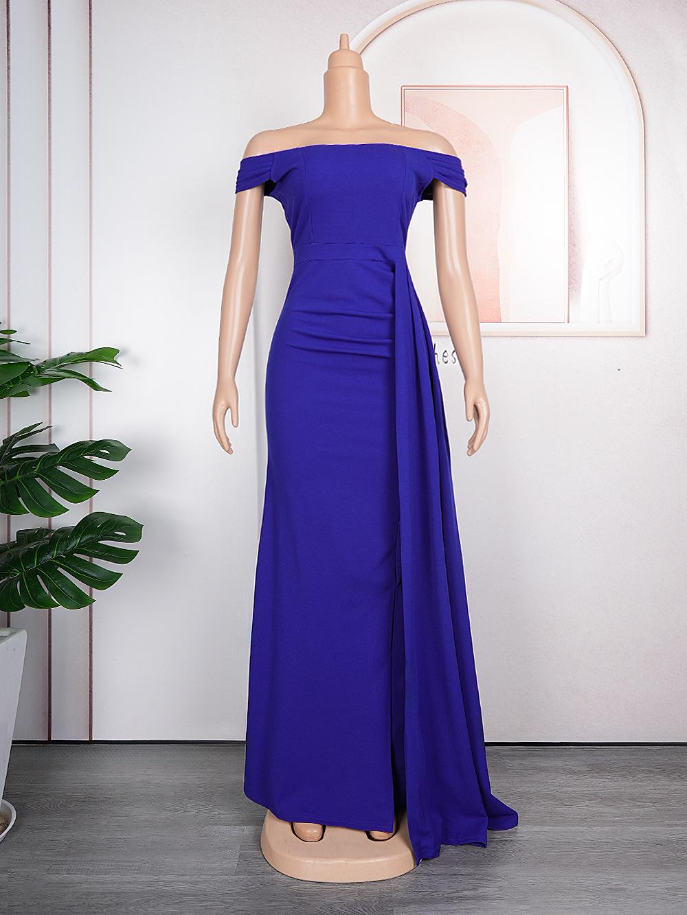 

Элегантная длинная юбка высокого класса: Европейский и американский стиль, африканский стиль, большие размеры XL синий