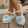 Thick-soled fashion casual single shoes women's flower bag head belt buckle hollow wedge heel large size single shoes