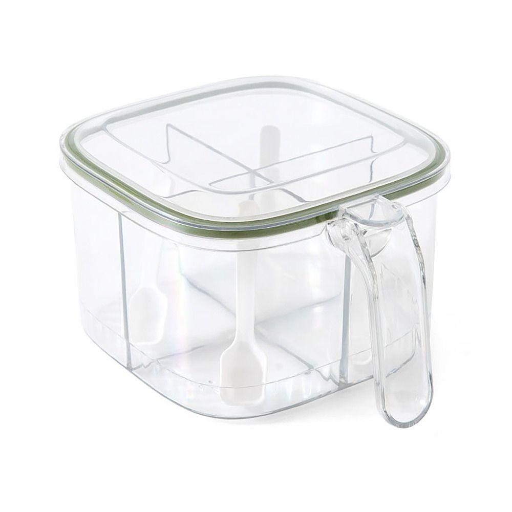 

Large Capacity Condiment Dispenser Four-in-one Spice Box Portable Storage Box Household зелений