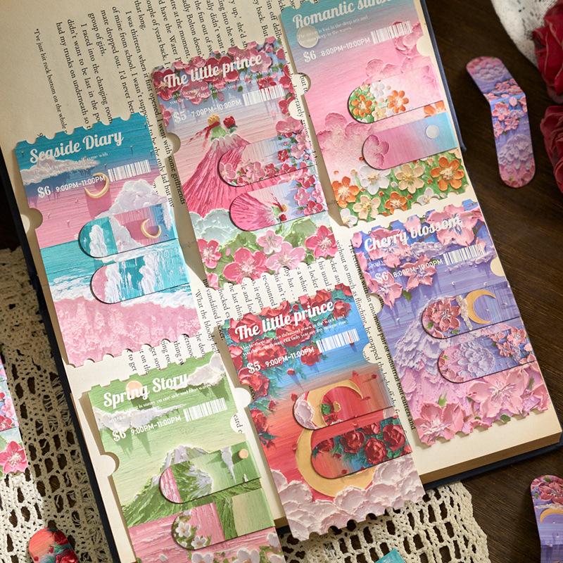 

2Pcs INS Aesthetic Oil Painting Magnetic Bookmark Cute Girl Book Accessories Book Marker Tab Magnet Clip Teacher Gift Stationery