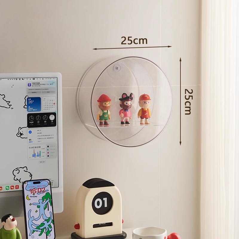 

Round Acrylic Wall Mounted Figurines Display Case,Display Cabinet Shelf for Collectibles,Storage Display Box for Pop Figures