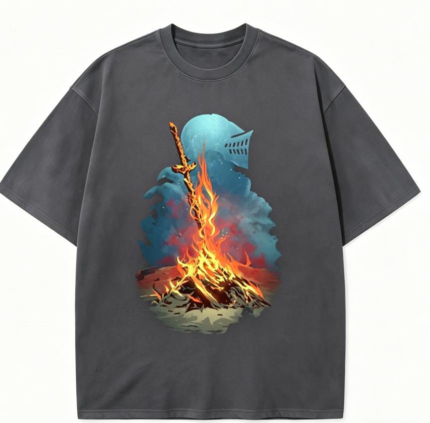 Dark Souls Anime Lover Washed T-shirt Year round clothing high quality personality Clothes Plus Size Unisex New Model Couples tee