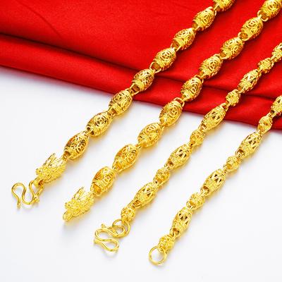 Vietnamese Gold Sand Hollow Dragon Head Domineering Men's Necklace Gold Euro Coin Gold Jewelry