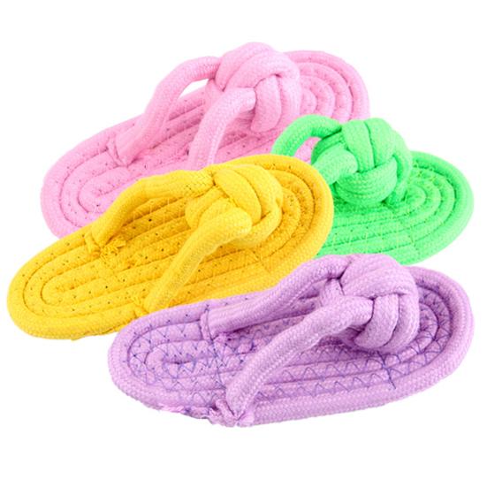 Hundtugga Bomullsrep Flip-flop Bitbeständiga Skor Formande Leksak Husdjursartiklar