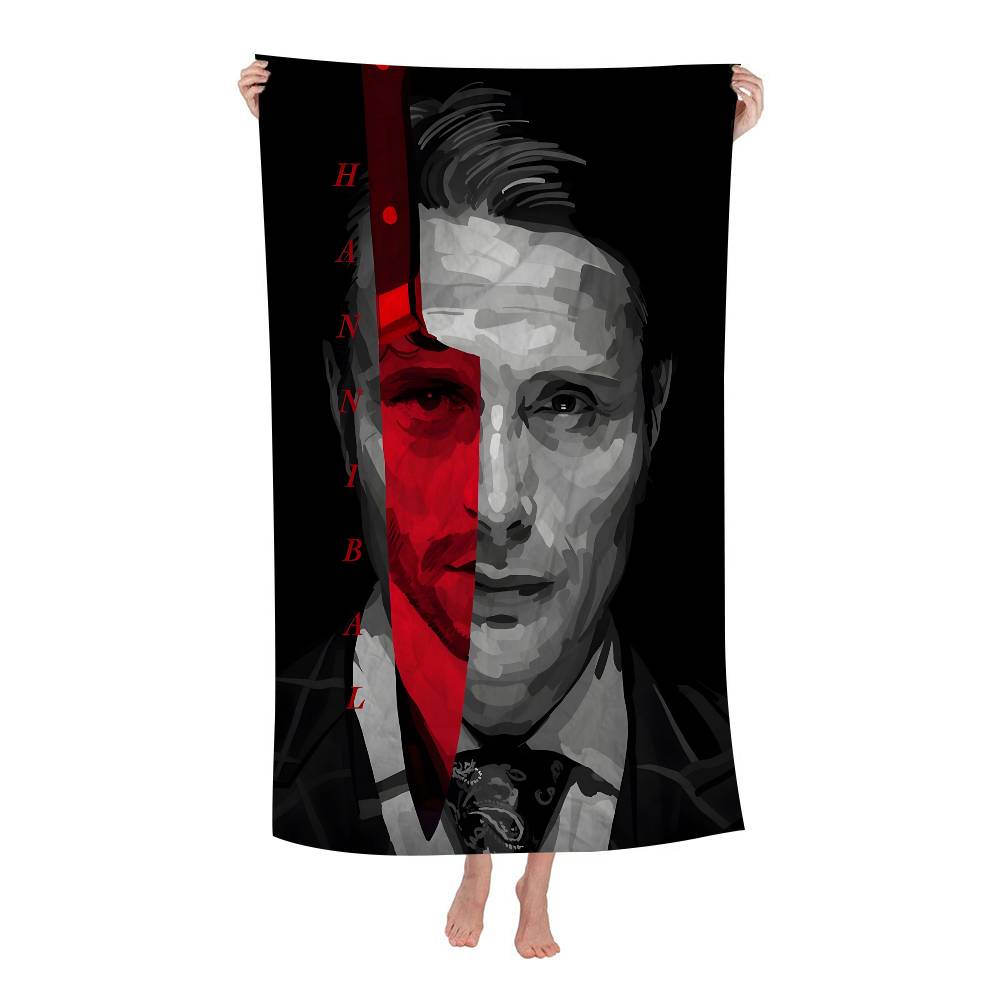 

Horror TV H-hannibalS Microfiber Blanket Quick Drying Beach Towels Oversized Printing Super Absorbent Pool Towel Blanket W30*H60(CM)