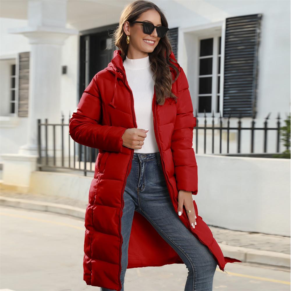 Women's Winter Hooded Slim-fit Mid-length Cotton Jacket
