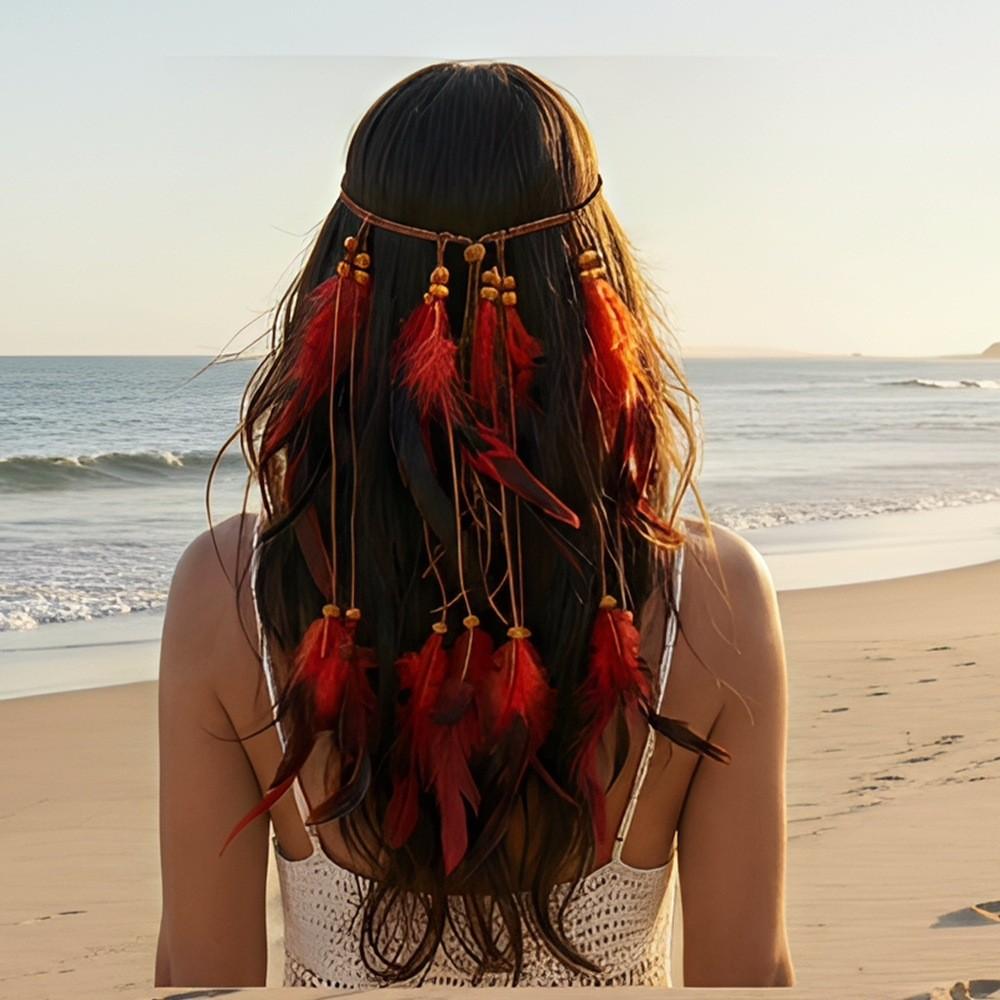 Feather Tassel Headband With Handcrafted Style For Travel And Vacation Decor