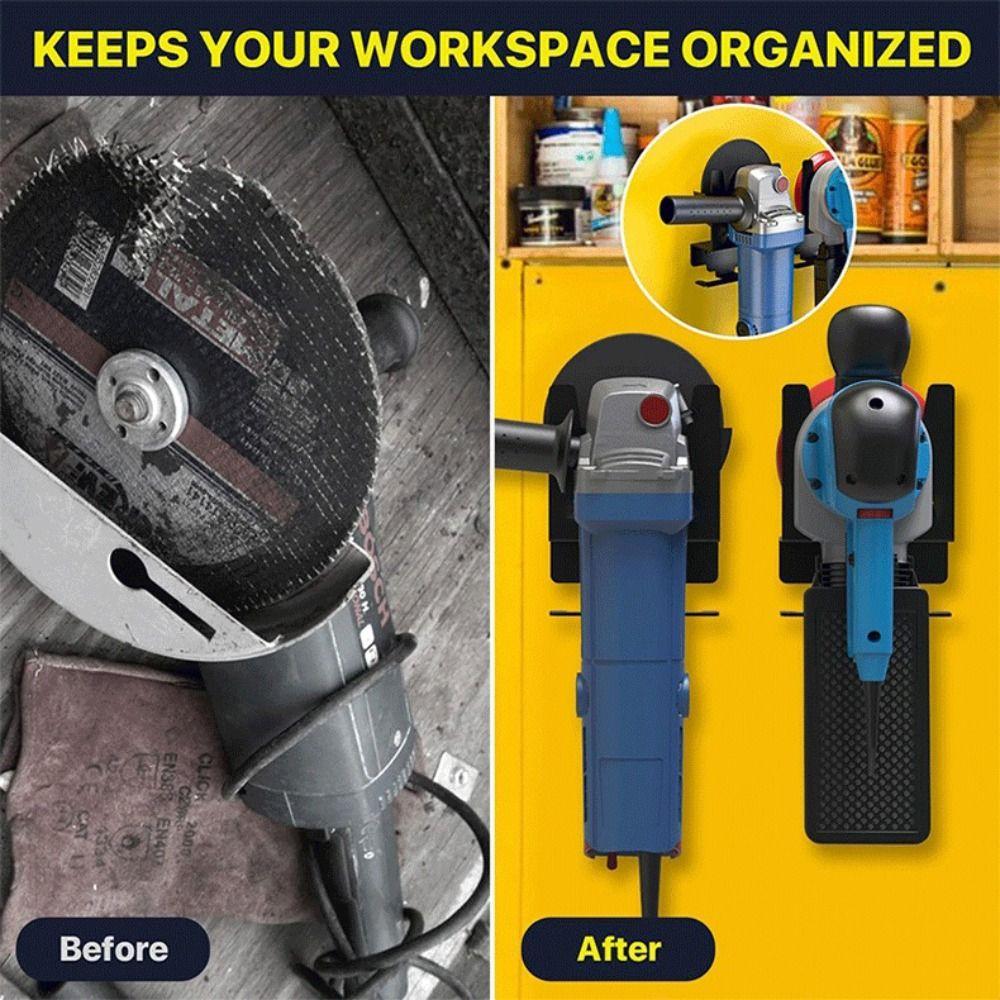 Black Angle Grinder Rack Metal Tool Storage Rack Heavy Duty Cutting Machine Bracket