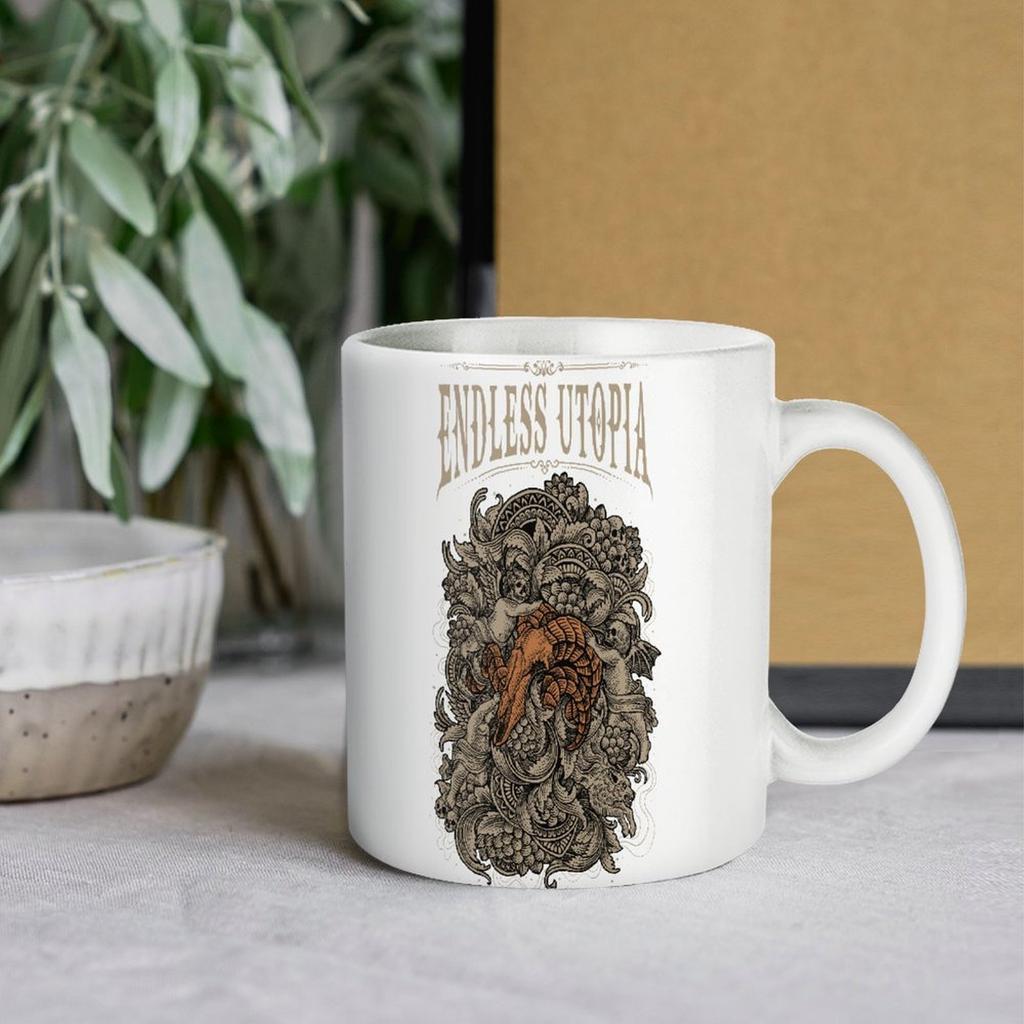 11oz White Coffee Mug with Smooth Printed Surface on Both Sides, Durable Ceramic Feel for Office Desk and Home Drink Breaks