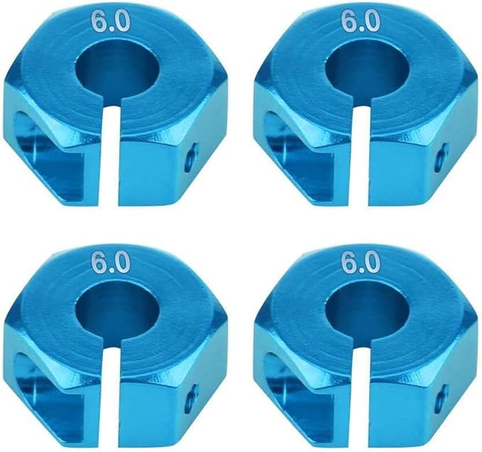 4Pcs 12mm Hex Wheel Hub Adapters – Universal for 1/10 RC Cars HSP Sakura – 6mm Height, Blue