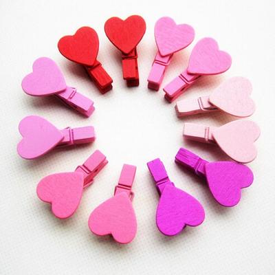 50pcs Heart Pink Blue Wooden Photo Clips Memo Paper Peg Clothespin Stationery Clips Office Party Decoration Accessories
